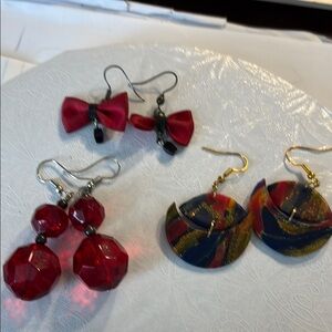 Colorful Earring Set with Red and Multicolor Designs